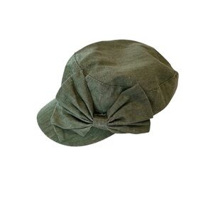 D&Y Olive Green Bow Newsboy Cap